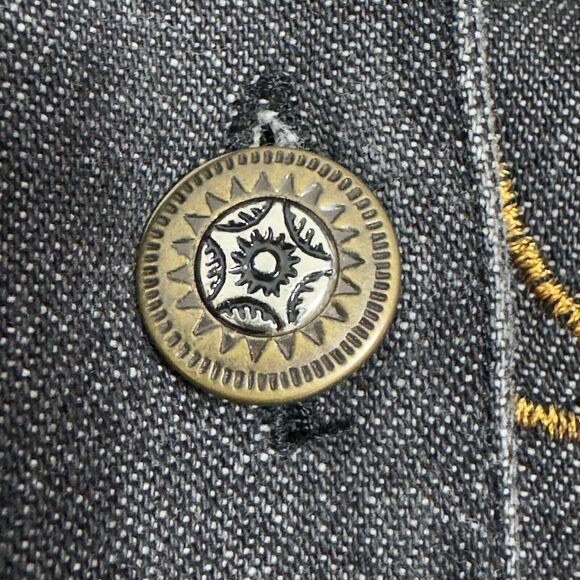 Vintage Floral Embroidered Denim Jacket L Artsy Funky Festival Boho Whimsy Y2k - Picture 9 of 16